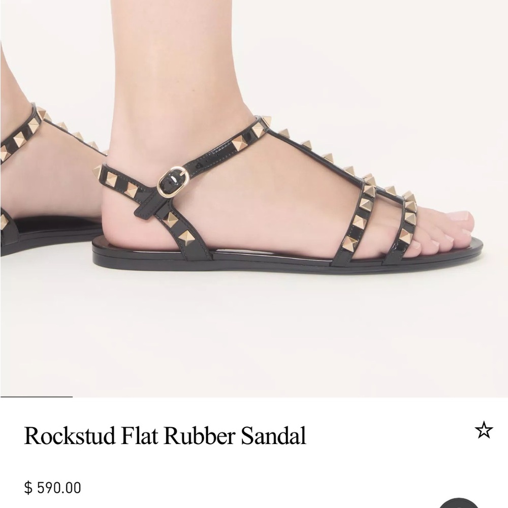 Valentino Rockstud Flat Rubber Sandal - black size 40. Like new.